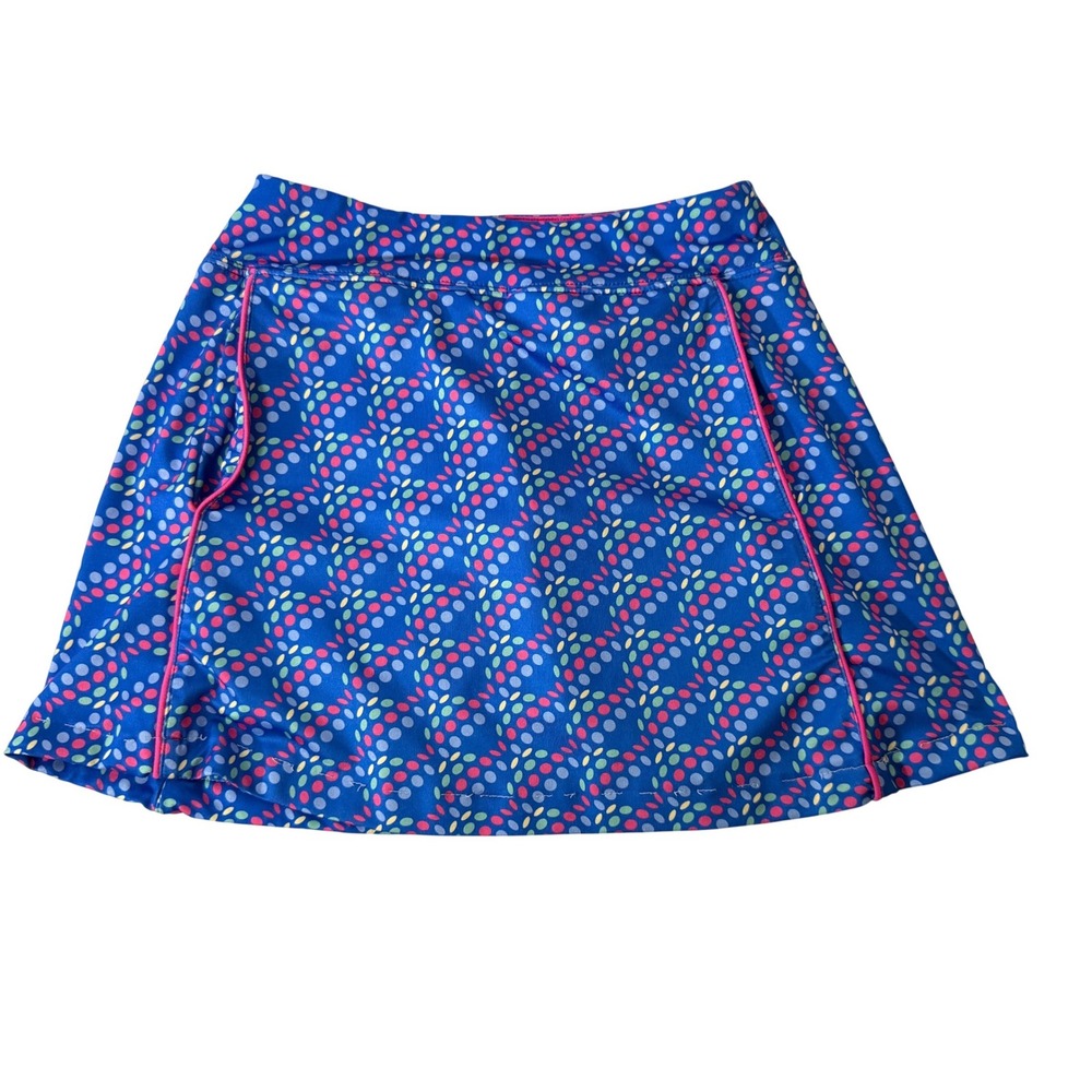 Turtles & Tees Girls Blue Dotted Golf Tennis Skort Skirt Size S Small